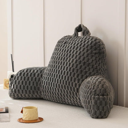 Large Reading Pillow for Adults, Back Support Pillow for Sitting Up in Bed with Arms, Couch for Lounging Bedrest, Pink