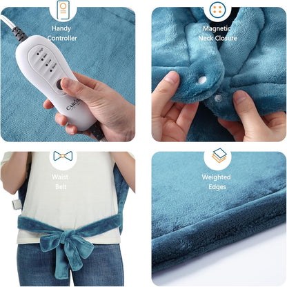 CAROMIO Massaging Heating Pad for Back Pain Relief, Neck and Shoulders