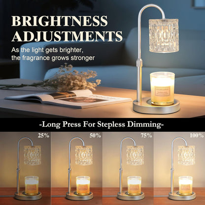 Dreamholder Electric Candle Warmer Lamp with Timer & Dimmer, Adjustable Height Wax Melt Warmer for Jar Candles, Wood Base Candle Melter, Floral Home Decor Gifts for Women, Mom, Natural Wood