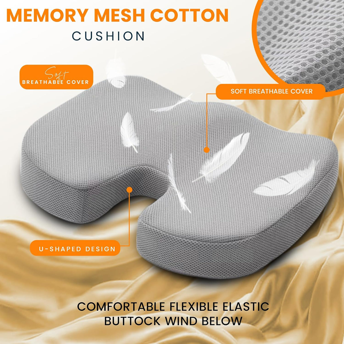 GRAND PITSTOP Seat Cushion Doctors Recommended - Premium Gel & Memory Foam Office Chair Cushion for Car, Airplane- Butt Pillow for Long Sitting Hip & Sciatica Pain Relief - Coccyx,Tailbone (Black)