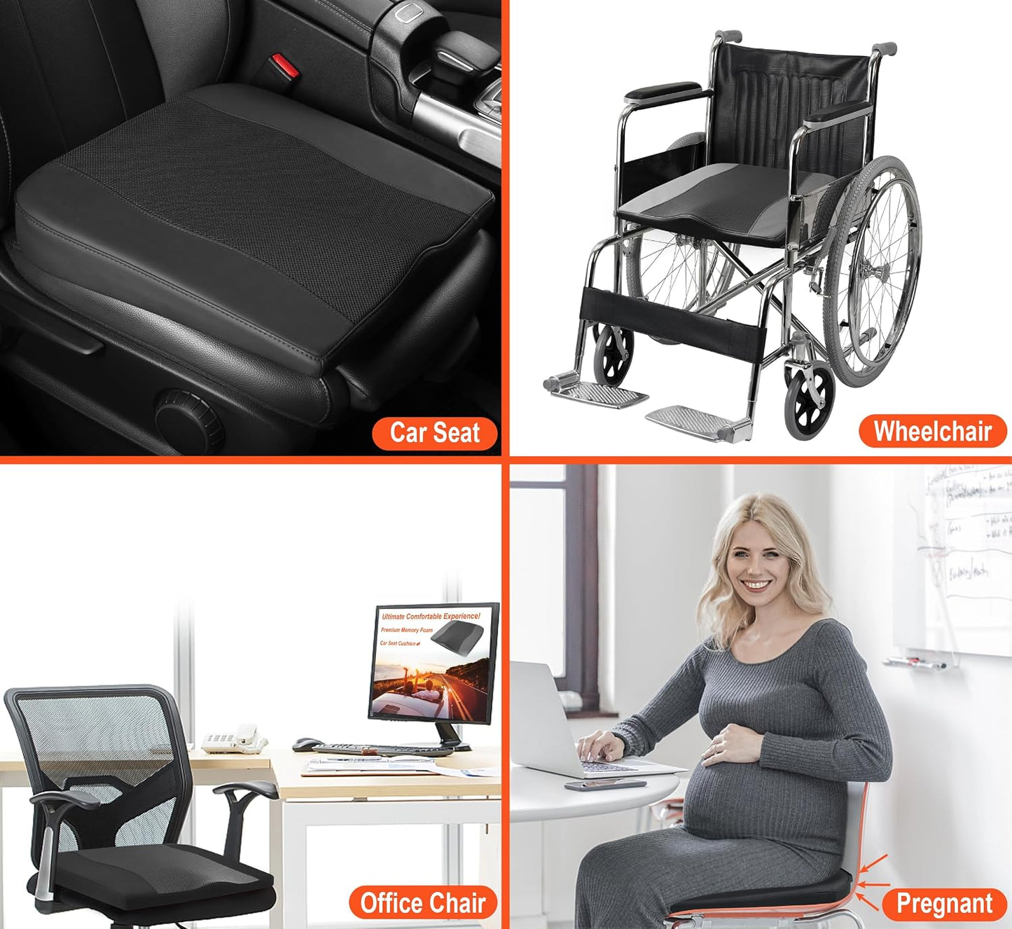 Lofty Aim Car Seat Cushion, Memory Foam Car Seat Cushions for Long Driving | Comfy Car Seat Pillow for Pain Relief, Driver Seat Cushion Adds Height, Butt Cushion for Car, Truck, Office Chair, Black