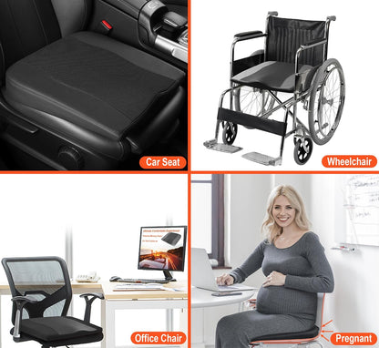 Lofty Aim Car Seat Cushion, Memory Foam Car Seat Cushions for Long Driving | Comfy Car Seat Pillow for Pain Relief, Driver Seat Cushion Adds Height, Butt Cushion for Car, Truck, Office Chair, Black