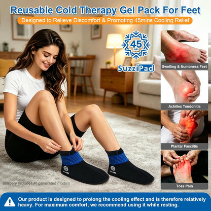SuzziPad 45mins Long-Lasting Ankle Ice Pack for Plantar Fasciitis Relief, S