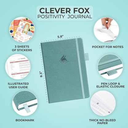 Clever Fox Positivity Journal - Daily Gratitude & Affirmation with Prompts - Motivational Mental Health Journal for Women & Men with Habit Tracker - Lasts 6 Months, A5 Size (Seashell)