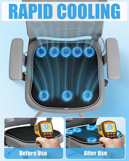 Cooling Seat Cushion with Smart Auto On/Off Sensor, USB Rechargeable Fan Cooling Seat Pad for Office Bleacher, Stadium