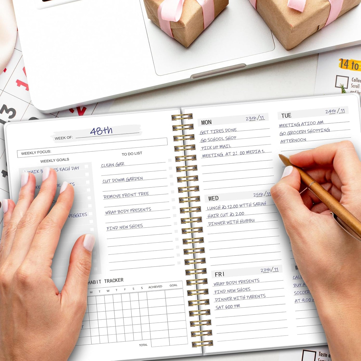 Undated Weekly Planner With Habit Tracker & To Do List 5.7 x 8.0 inch | Avoid Unfocused Busywork,Productivity Organizer,No-Bleed Thick Pages,Portable Size,Lay-Flat Spiral for Hands Free