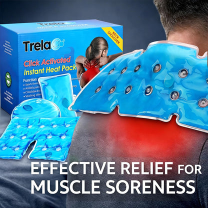TrelaCo 6 Pcs Reusable Heat Packs Back/Shoulder/Neck/Palm Hot and Cold Gel Packs Set Instant Hot Pads for Muscle Aches, Pain Relief, Click Heat Outdoor Fall & Winter Activities