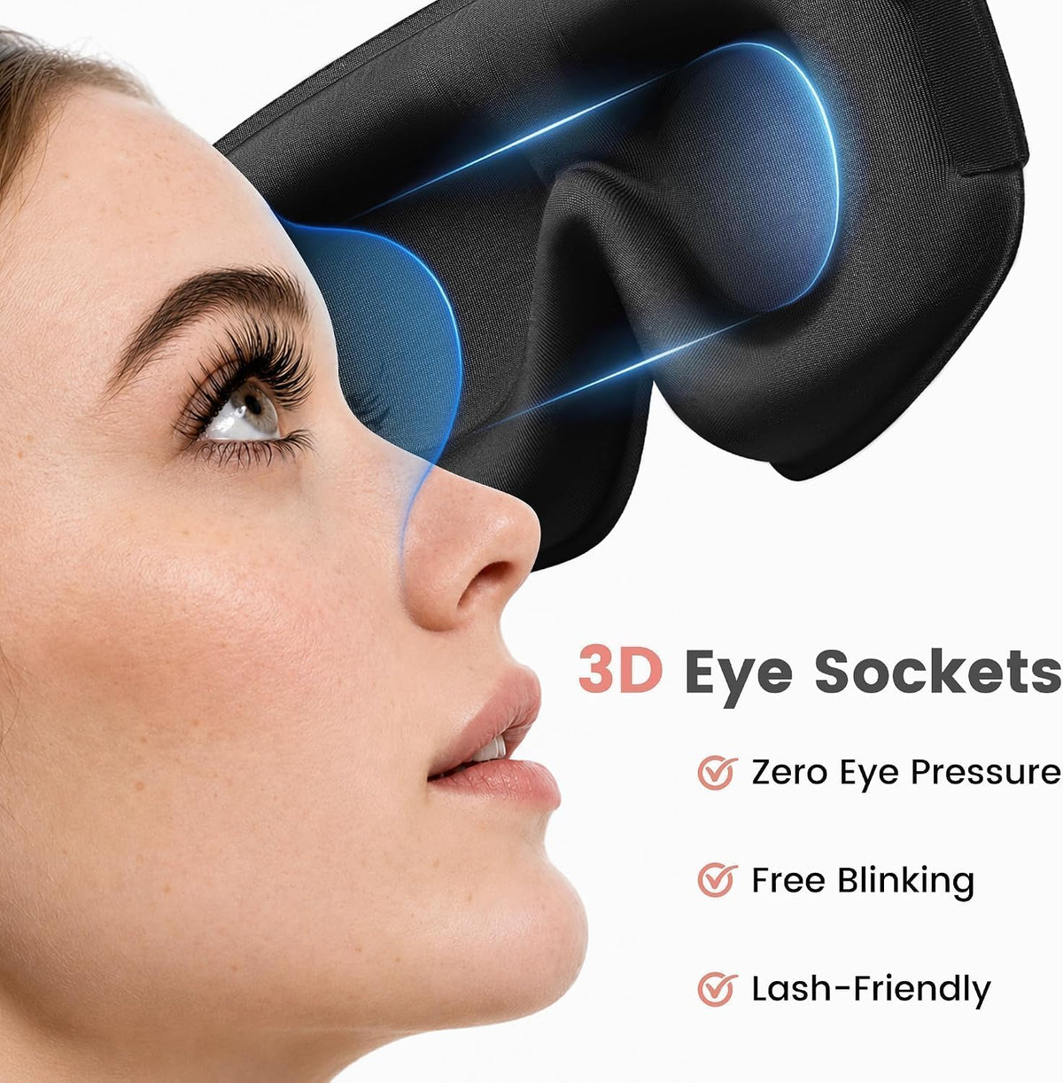 Sleep Mask for Women Men: 100% Blackout 3D Eye Mask for Sleeping, Sleeping Mask for Side Sleepers, Zero Pressure Memory Foam Eyelash Friendly Breathable Eye Cover, Airplane Travel Essentials-Pink