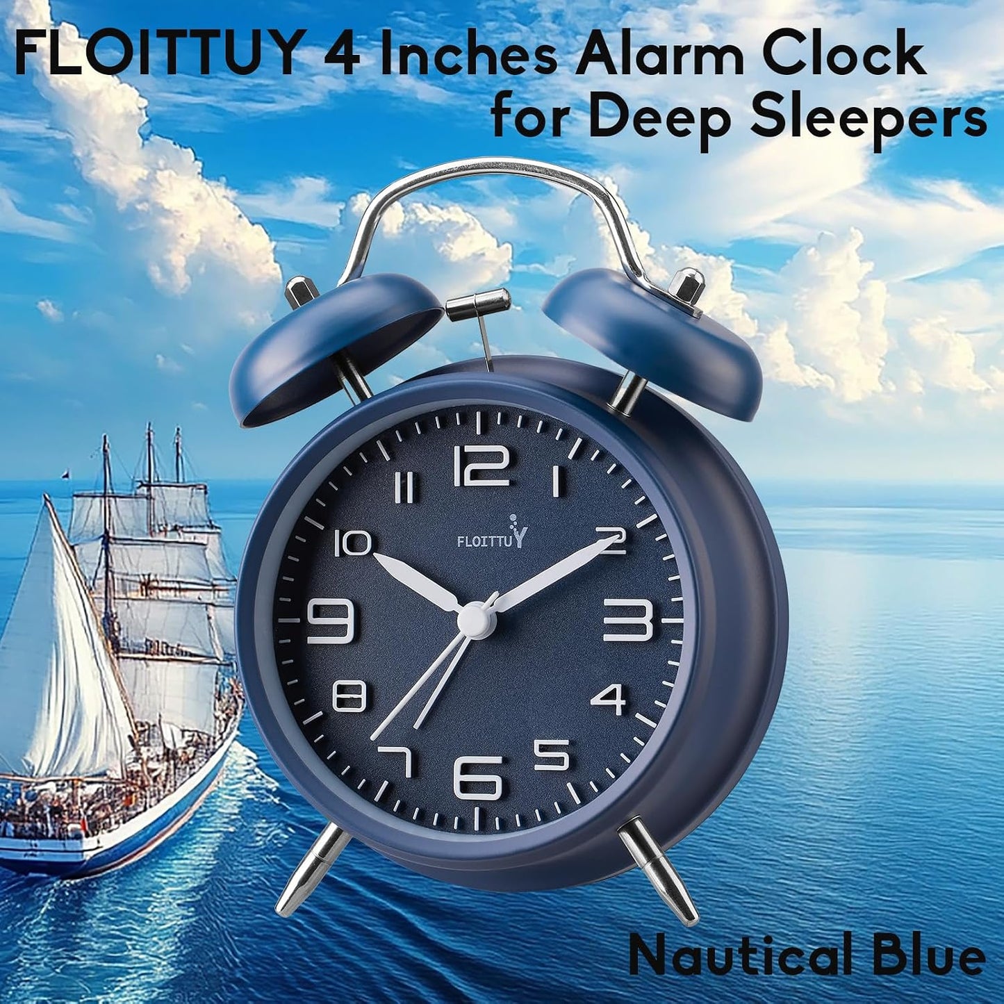 FLOITTUY Loud Alarm for Deep Sleepers 4'' Twin Bell Alarm Clock with Backlight for Bedroom and Home Decoration(Green)