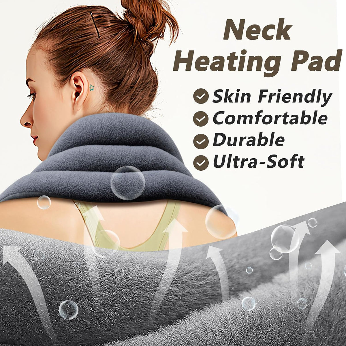 AiricePac Microwave Heating pad for Neck and Shoulders Back 33 * 5" microwavable Moist Heat Pack Warm hot Compress Neck wrap Weighted Rice Bean Bag Reusable Herbal Nature Calming Portable Grey