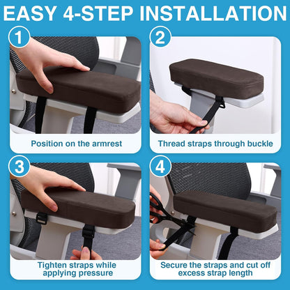Smiry Memory Foam Office Chair Armrest Pads, Non-Slip Armrest Cushion