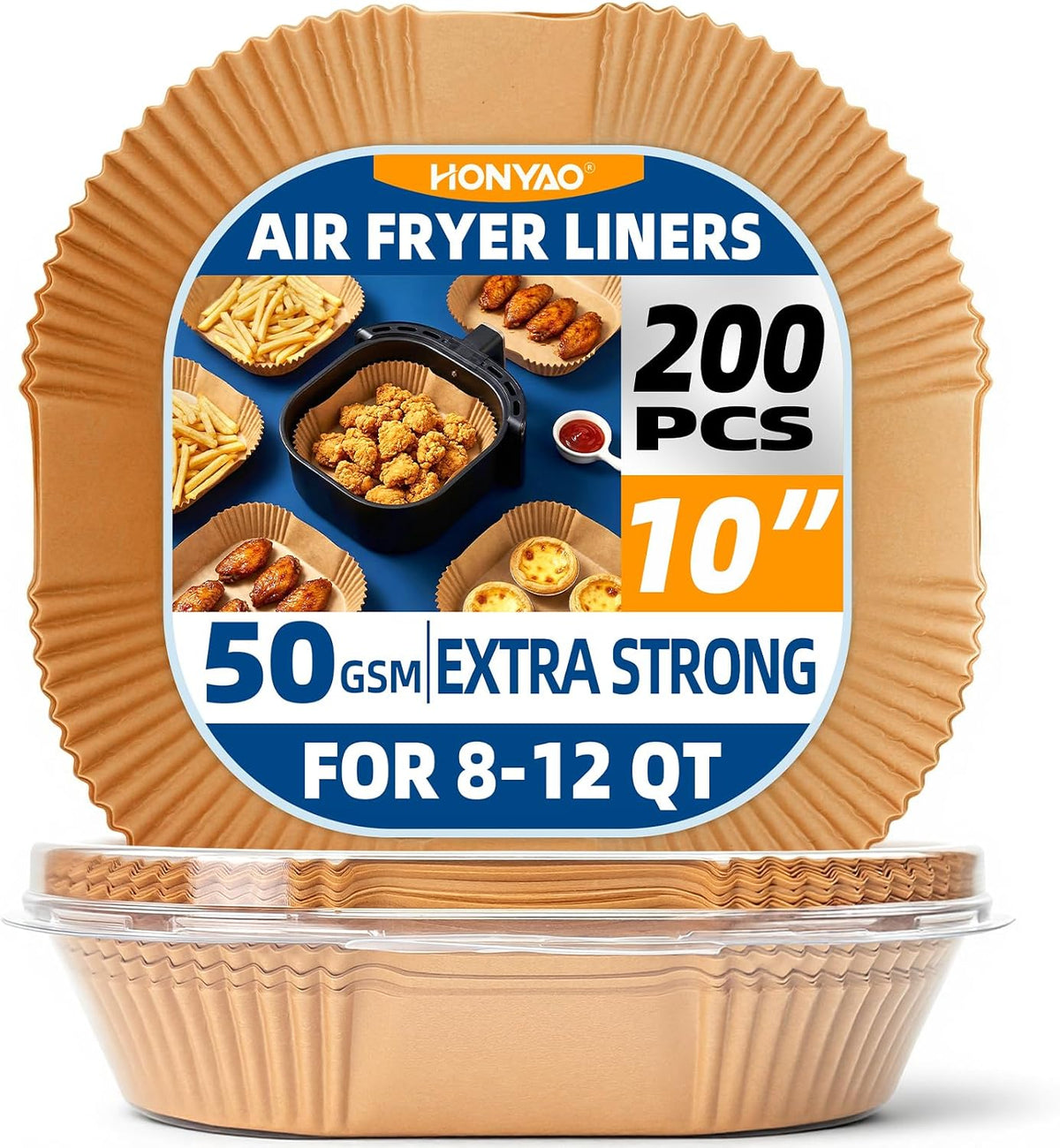 HONYAO Air Fryer Paper Liners for Dual Zone Airfryer, 8.1x5.5 inch