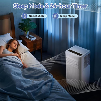 10000 BTU Portable Air Conditioner, 3 In1 Cooling Dehumidifier Fan, Quiet Fast Cooling, 4 Way Swing, LED Display, Remote, 24H Timer, 360° Wheels, Window Kit, Cools Rooms Up to 450 Sq.ft