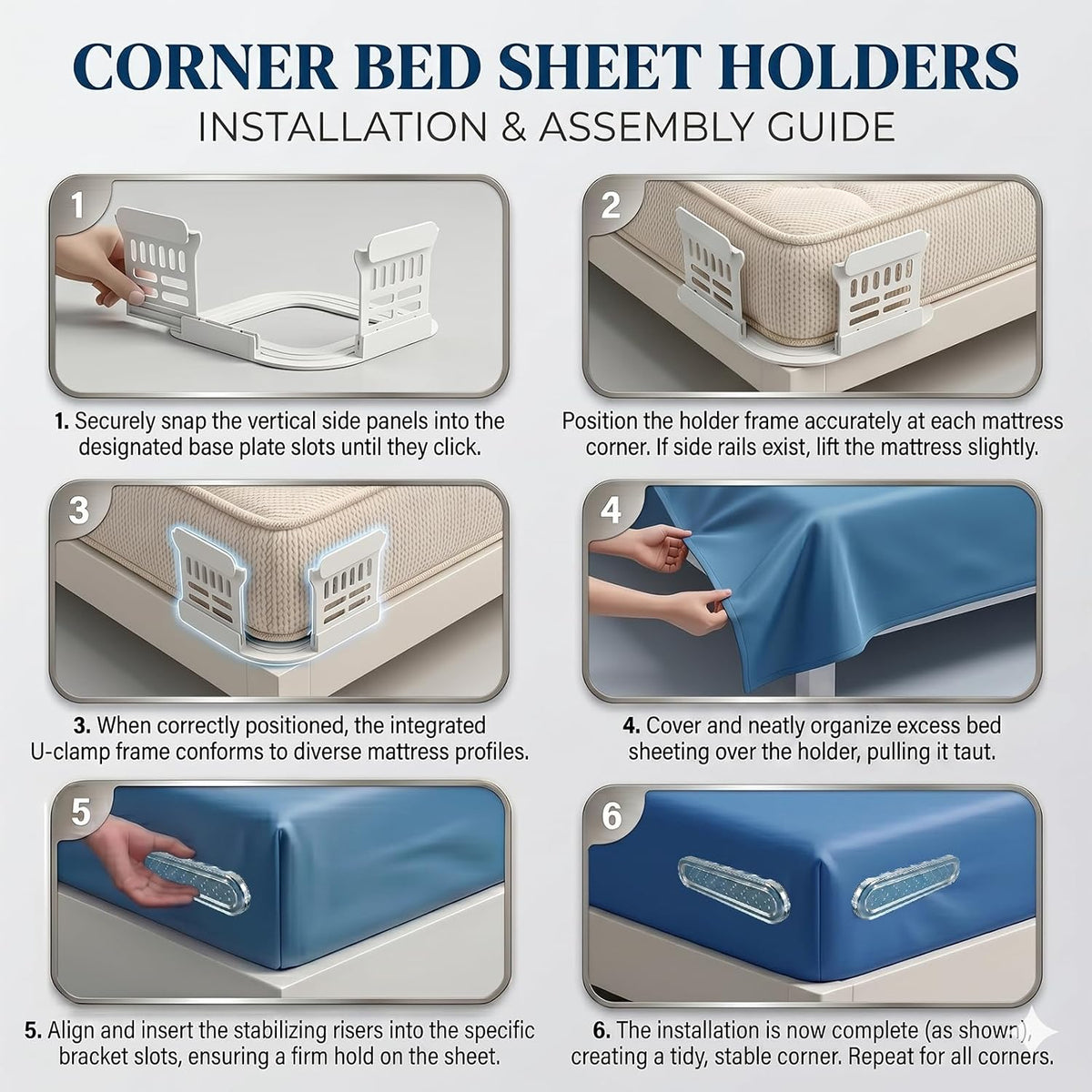 Bed Sheet Holders for Corners, Lock Fitted Sheet Holder 4 PCS