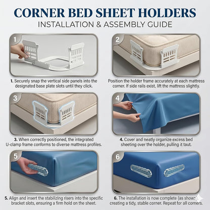 Bed Sheet Holders for Corners, Lock Fitted Sheet Holder 4 PCS
