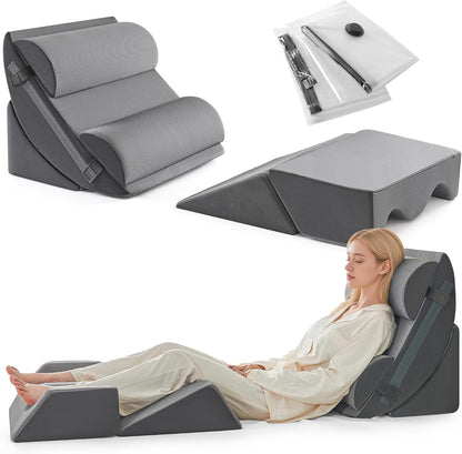 Yojoker Leg Elevation Pillows for Swelling, Memory Foam Wedge Pillow for Legs Blood Circulation, Leg Elevation Pillows for After Surgery, Knee Wedge Pillow for Sleeping Back Hip Ankles Relief
