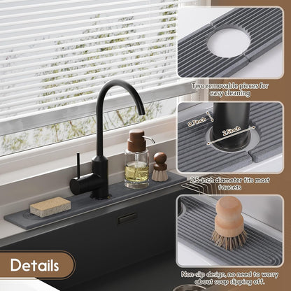 Faucet Mat for Kitchen Sink, Diatomite Quick Drying Tray , 15.8 Inch Kitchen Sink Splash Guard and Bathroom Stone Trays for Counter. Super Absorben.White.