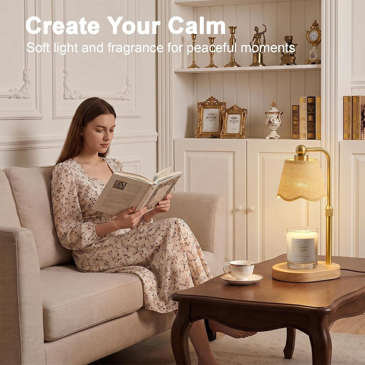 Candle Warmer Lamp with Timer, Modern Golden Candle Warmer for jar Candles, Electric Wax Warmer, Includes 2 Bulbs, Birthday Gift for Women, Mom, Housewarming