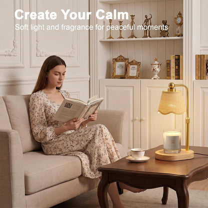 Candle Warmer Lamp with Timer, Modern Golden Candle Warmer for jar Candles, Electric Wax Warmer, Includes 2 Bulbs, Birthday Gift for Women, Mom, Housewarming