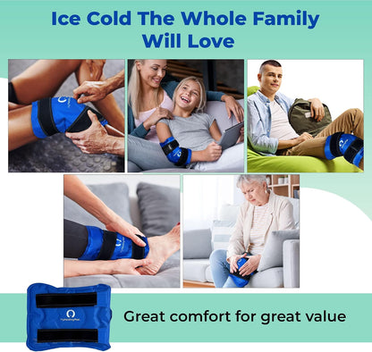 Foot and Ankle Gel Pack - Reusable Gel Ice Pack with Elastic Fastener - Cold Packs for Post-Surgery or Sport Injuries, Flexible Ice Packs - Foot Wrap and Ankle Ice Pack Wrap Compression - 1 Pack Blue