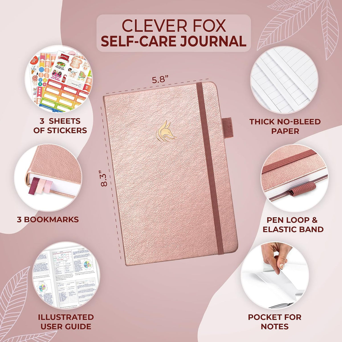 Clever Fox Self-Care Journal for Women, Daily Planner 5.8x8.3 Mystic blue