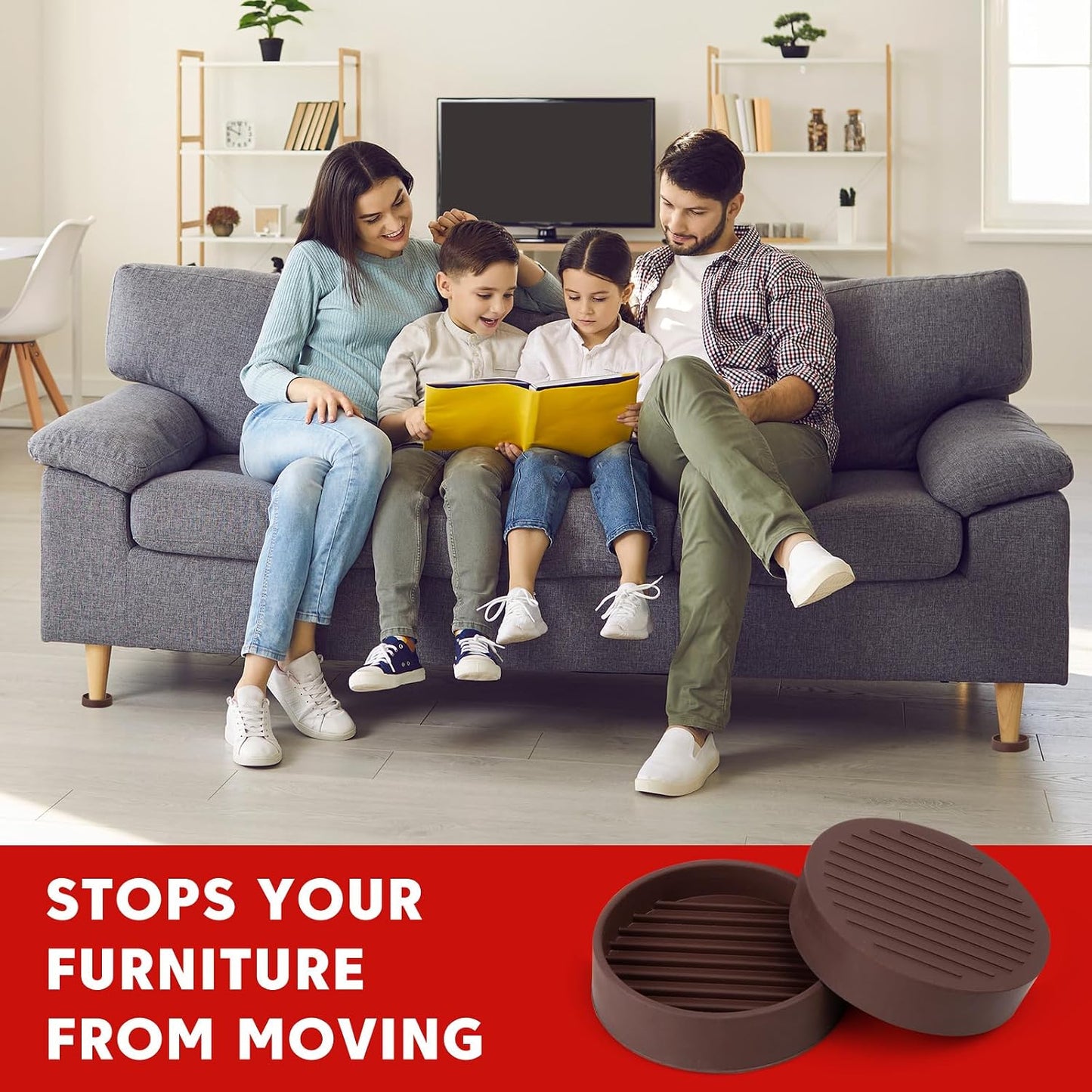 Furniture Pads 3x3 Non Slip Rubber Furniture Caster Cup for Hardwood Floors