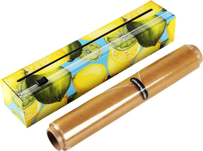 Chicwrap Veggies Refillable Plastic Wrap Dispenser - Includes One 12" x 250' Roll of Professional Grade Plastic Wrap - BPA Free and Kosher Certified - Reusable Dispenser w/Slide Cutter | Reusable Plastic Wrap Dispenser with Four Non-Slip Rubber Feet and