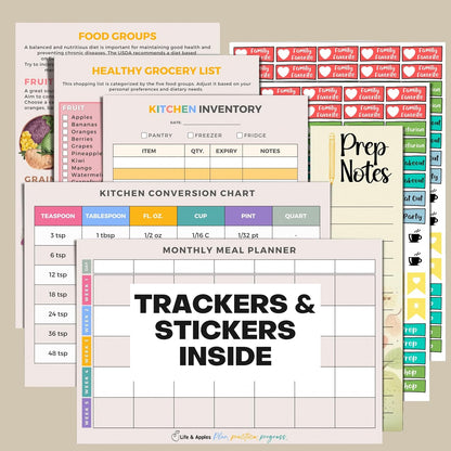 Life & Apples Weekly Meal Planner Notebook with Grocery List, Forest | Meal Planning Notebook, Meal Prep Journal and Food Planner to Organize a Weekly Menu, Grocery List and Family Meals