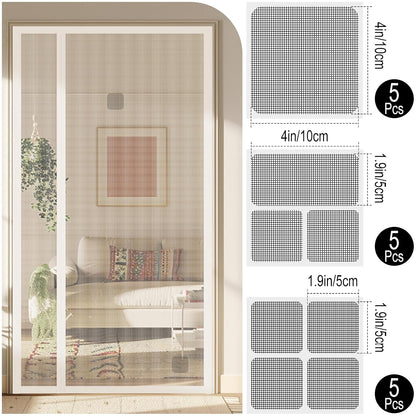 15 Sheets Window Screen Patches Repair Kit Gray 3 Sizes Fiberglass Patches | Self-Adhesive Fiberglass Screen Repair Patches in 3 Sizes, Quick Fix for Window Screen Tears & Holes, Grey
