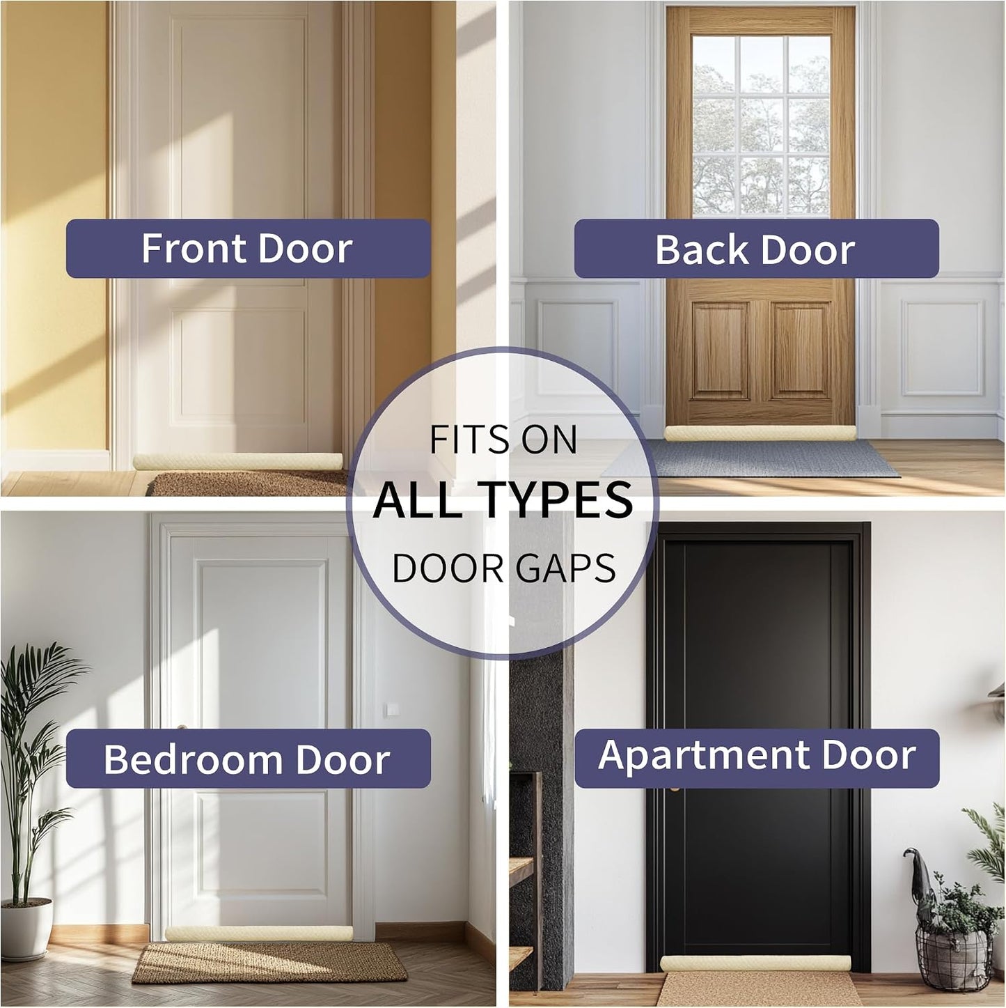 Ciieyuo Premium Velvet Under Door Draft Stopper, Adjustable 30-36 Inches | Door Air Draft Stopper, Easy-to-Install Under Door Gap Filler, Blocks Noise, Cold Air, Light, Dust, and Drafts