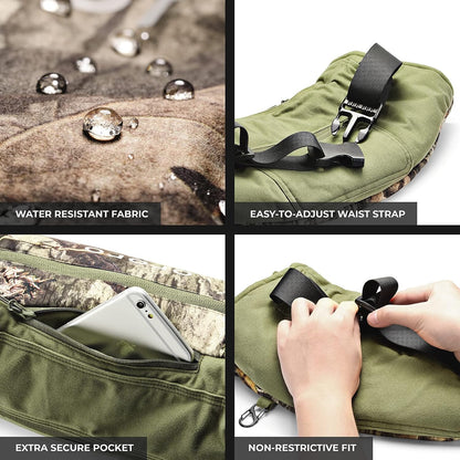 ororo 3-Zone Heated Hand Warmer Pouch and Muff with Rechargeable Battery | Up to 14 hrs, soft fleece lining, wind-resistant cuffs, water-resistant shell, adjustable waist belt, and storage pockets