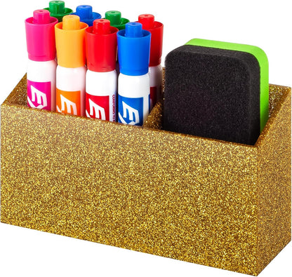 BEYGORM Magnetic Dry Erase Marker Holder for Whiteboard & Refrigerator | Non-slip Acrylic Pen Holder for Classroom, Fridge Magnet, Locker Organizer Accessories, Teacher & School Supplies(Black)