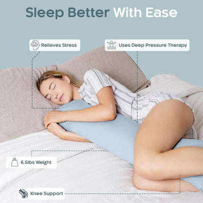 SleepCloud Weighted Body Pillow 6.5lbs, Cooling Tencel Cover, 41” x 10”