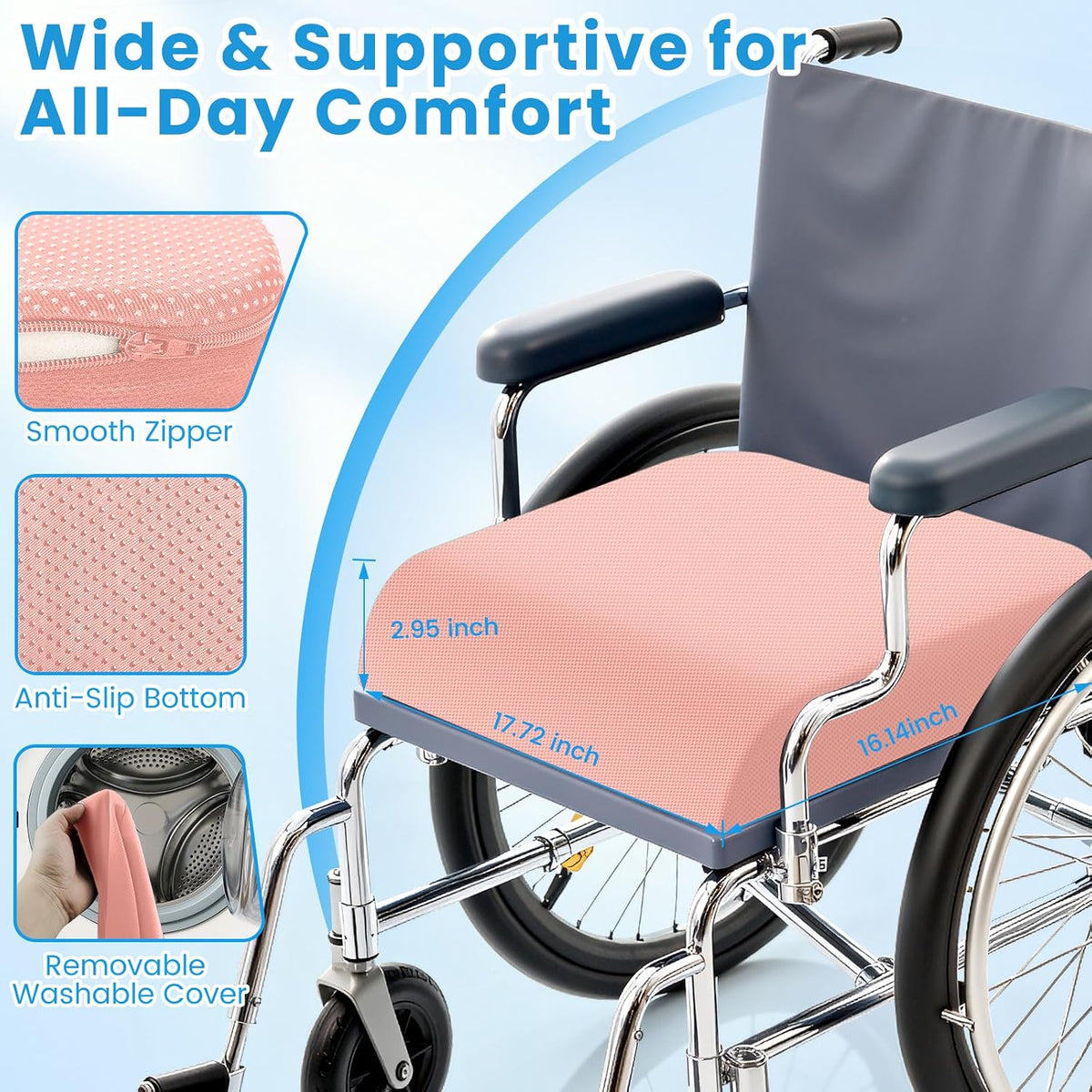 Wheelchair Seat Cushion Cooling Gel Memory Foam Chair Cushion
