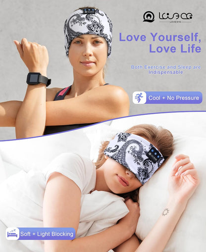 LOVE EYE Wireless Bluetooth 5.4 Sleep Headband Headphones for Side Sleeper