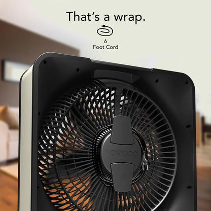 Vornado Model 80 High Velocity Electric Box Fan with Removable Grille, 5 Speed Settings, Powerful Airflow, Whole Room Air Circulation, Targeted Cooling, Cord Storage, Durable Floor Fan, Ice White