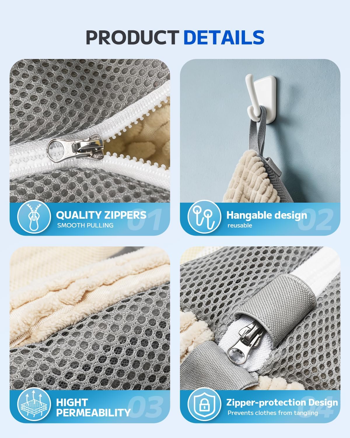 Shoe Washing Bag, Laundry Shoe Bag for Washer and Dryer, Sneaker Cleaning Protection Bag for Tennis, Casual, Athletic Shoes, with Mesh Pocket for Insoles, Self-Locking Zipper (Grey 2pcs)