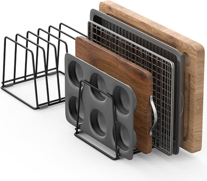 Cutting Board Organizer Kitchen Organizer Rack for Cutting Board, Bakeware, and Cookie Sheet, 5-Slot Heavy-Duty Steel Cookware Holder,Rust-Resistant with Anti-Slip Feet (1, Small)
