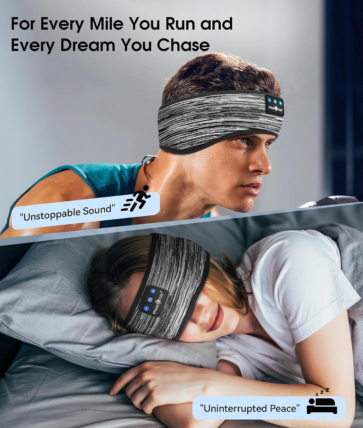 MUSICOZY Bluetooth 5.4 Sleep Headphones Headband Sports Wireless Audio