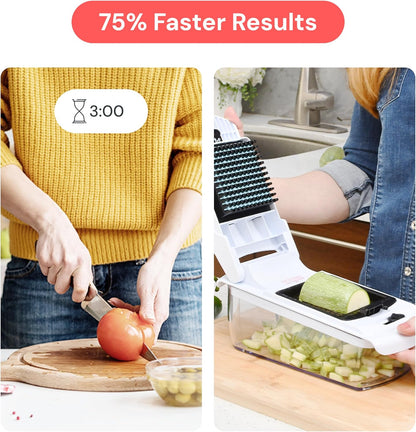 Fullstar Pro Core Vegetable Chopper & Mandoline Slicer, Meal Prep Essential | 6 in 1 Veggie Slicer, Onion & Fruit Slicer with Julienne, Grater & Dicer Stainless Steel Blades + Container (White)