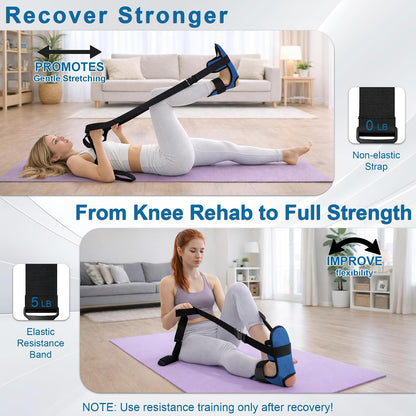 Knee Replacement Recovery Aids, Leg Stretcher Strap Kit | Adjustable Foot Cradle with 0 lb and 5 lb Resistance Bands, Range of Motion Training for Hip and Knee Exercises, Storage Bag