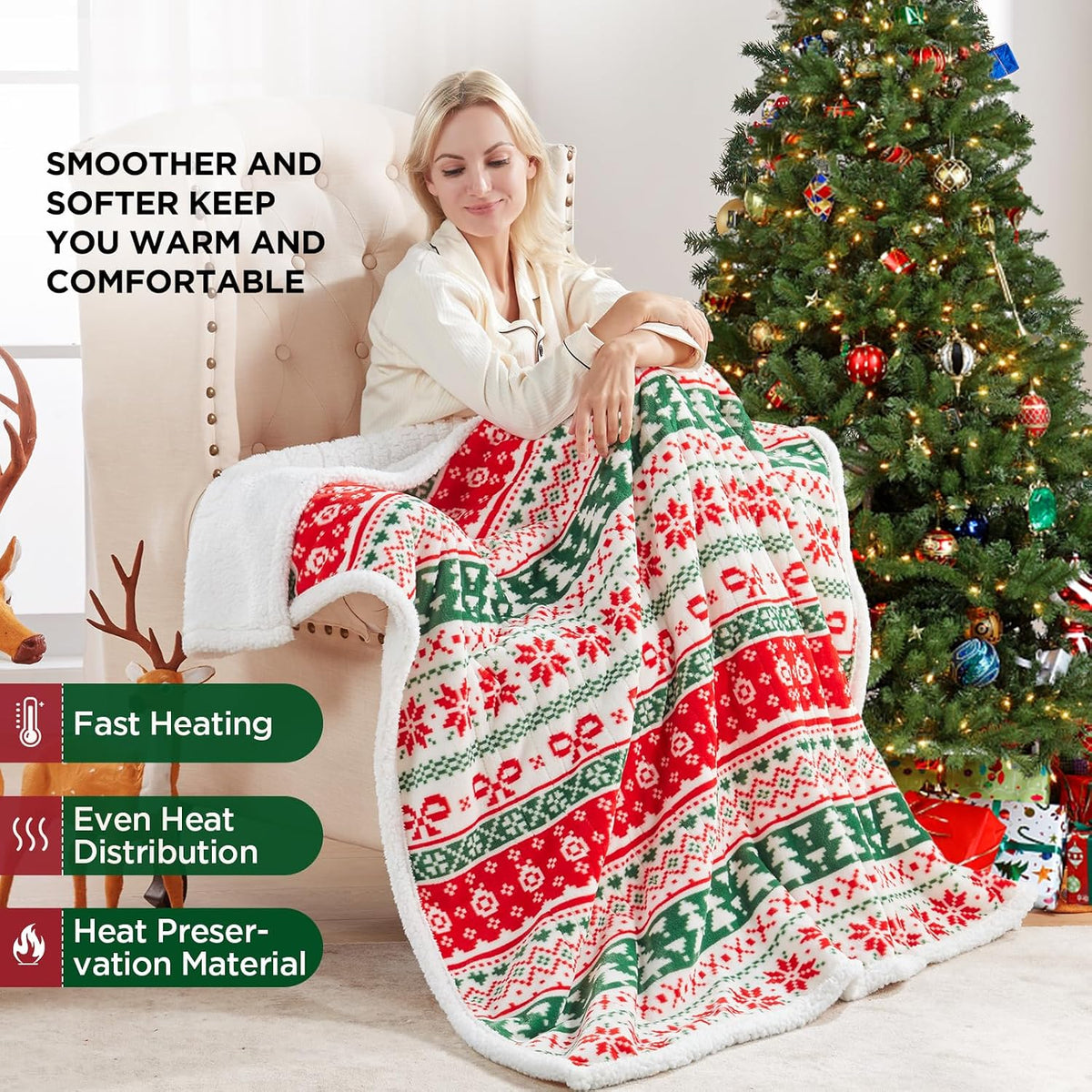 Westinghouse Heated Throw Blanket, 50"x60", Charcoal, ETL Certified