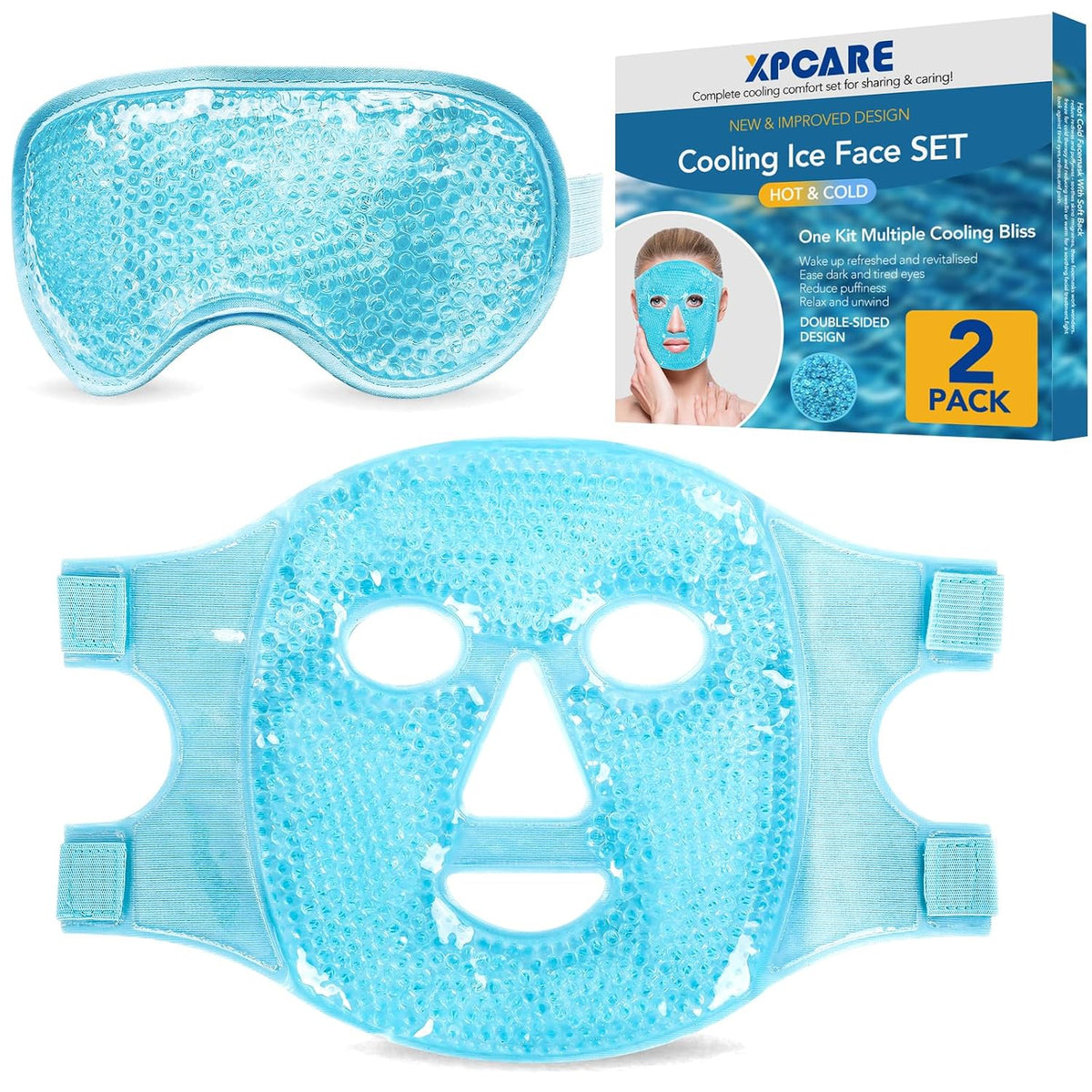 XPCARE Colding Ice Face Mask and Cooling Eye Mask for Puffy Eyes (Blue)