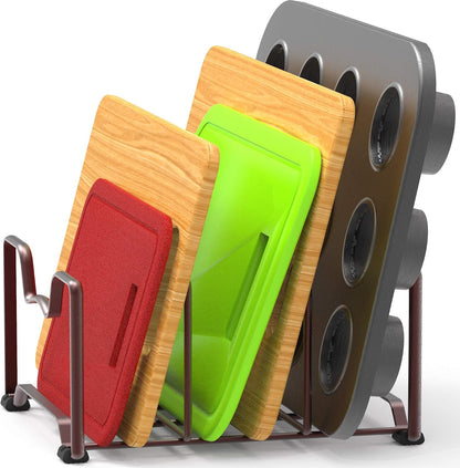 Simple Houseware Cabinet Bakeware Organizer Rack Holder, 2 Pack, Bronze | for Kitchen, Pantry