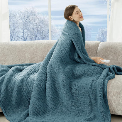 Heated Throw Blanket 50"X60", Soft Sherpa, 4 hrs Auto Shut Off