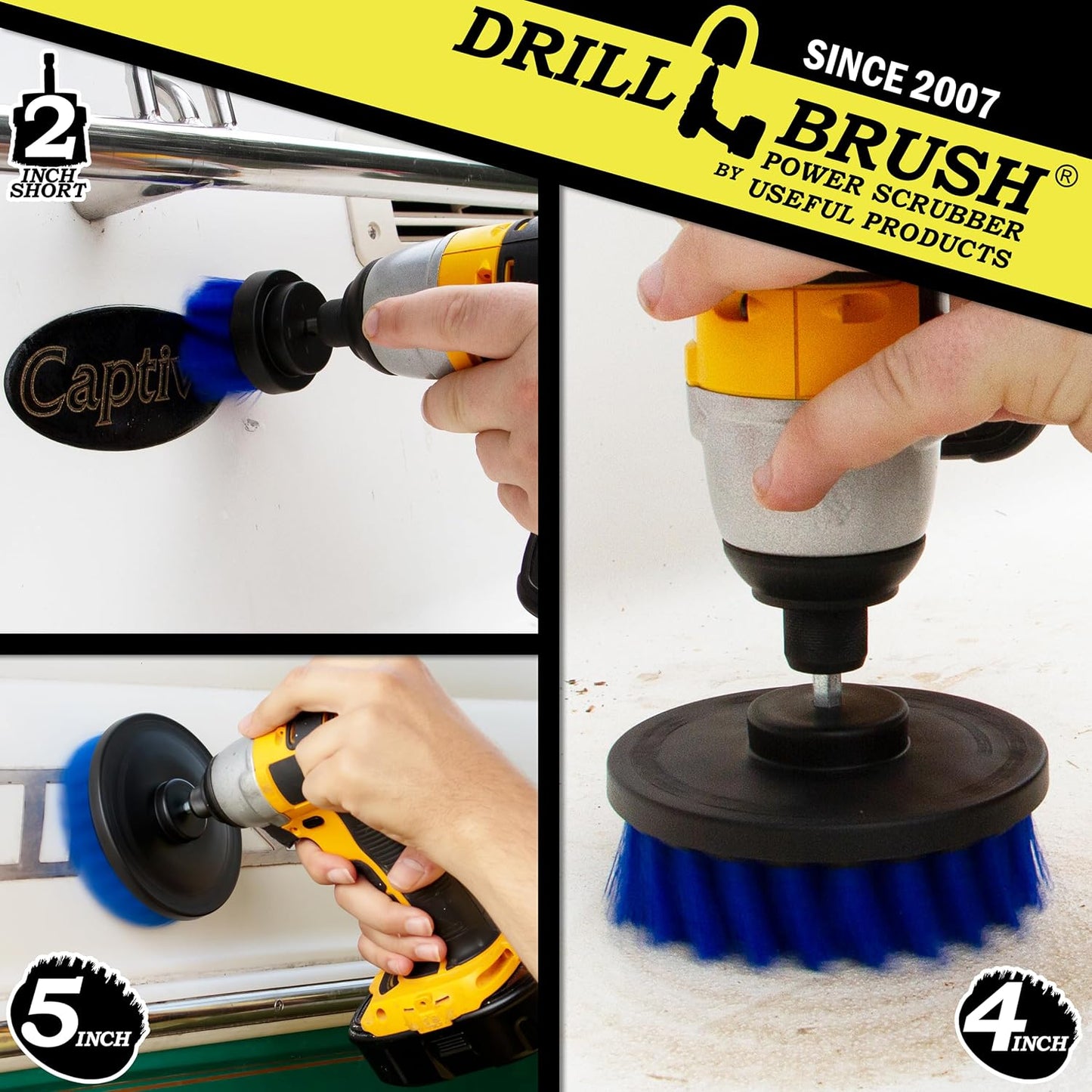 Ultra Stiff Drill Powered Cleaning Brush Set - BBQ Grill Brush - No Wires | Heavy Duty Industrial Stripping - Cordless Drill Power Scrubber Grill Brush for Household Cleaning Supplies - Rust Remover