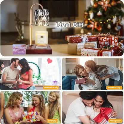 Candle Warmer Lamp with 3 Bulbs, Adjustable Height Dimmable Candle Warmer with Timer, Candle Lamp with Charming Gift Box Ribbon,Birthday Gifts for Women Mom, House Warming Gifts New Home Decor
