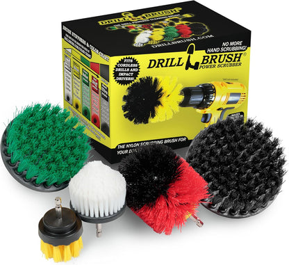 Drillbrush Multipurpose Cleaning Brush Set - Grout, Tile, Shower, Brick | Drill Brush Attachments for Cleaning Car Seats, Stone, Fiberglass, Griddles, and More - Truck/Car Detailing Drill Attachment