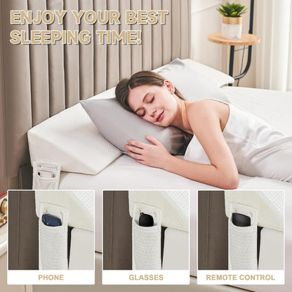 IFNOW Queen Size(60"x6"x10") Bed Wedge Pillow for Headboard, Mattress Gap Filler(0-8"), Bed Wedge for Gap Between Your Headboard and Mattress Dark Grey | High-Density Foam,Fills 0-8"Mattress Gap,Prevents Pillow & Items Falling,Works with Headboard or