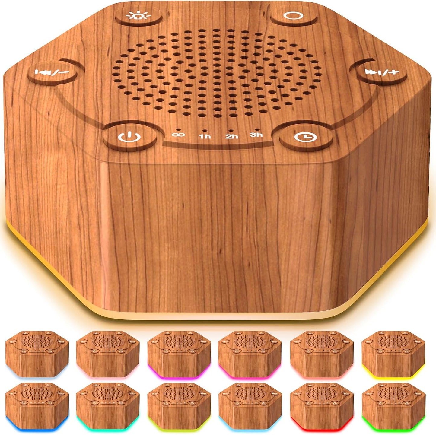 High Fidelity White Noise Sound Machines with 30 Unique Non-Looping Soothing Sounds 12 Colors Night Light 4 Timers 10-Level Brightness 32-Level Volume and Memory Function